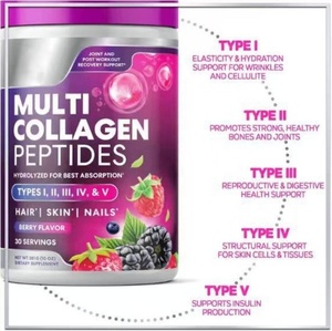 Colágeno en Polvo de Marca Privada OEM, Proteína de Colágeno Múltiple, Ácido Hialurónico, Vitamina C, Suplemento para el Crecimiento de la Piel y el Cabello - Product Image 3