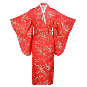 SAMWESTART imprimé fleur <span class=keywords><strong>japonais</strong></span> traditionnel <span class=keywords><strong>Kimono</strong></span> peignoir robe à manches longues soirée robe de bal Satin col <span class=keywords><strong>en</strong></span> v vêtements - Product Image 3