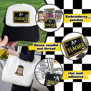 Parche termoadhesivo ecológico de lentejuelas bordadas con diseño de libros, búho y café para el Día del Maestro, para decoración - Product Image 5