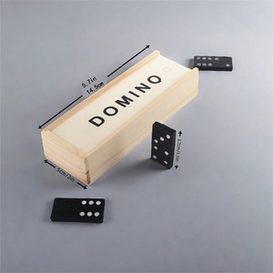 Juego de Dominó Estándar Doble Seis Negro de 28 Piezas con Caja de Madera Natural, 28 Fichas, Juego de Mesa de Dominó de Madera para Adultos y Personas Mayores - Product Image 2