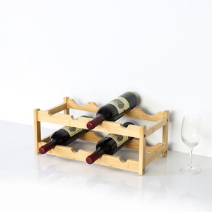 Range-bouteilles autoportant en bambou à 2 niveaux pour 8 bouteilles, support de comptoir, étagère de rangement pour cuisine, bar, garde-manger - Product Image 1