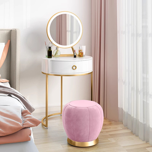 Coiffeuse Moderne Style <span class=keywords><strong>Scandinave</strong></span> avec Miroir LED Intégré, Écologique, Durable, Table de Maquillage Réglable, Gain de Place - Product Image 2