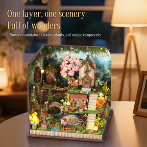 Rompecabezas 3D de Madera del Pueblo de los Hobbits, Kit de Casa en Miniatura con Luz LED para Adultos, Decoración para Estanterías - Product Image 3
