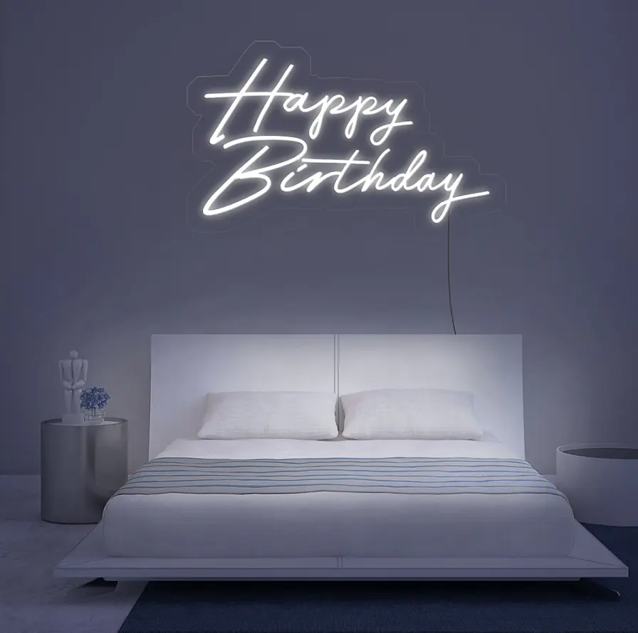 カスタムフレックスLedクールライト12Vお誕生日おめでとうアクリルネオンサインホームルーム装飾Insパーティーウェディング