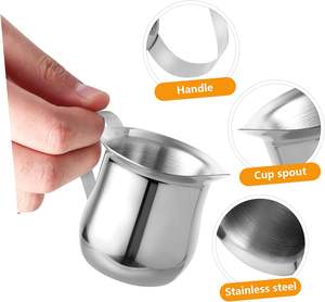 Aksesoris Kopi Modern <span class=keywords><strong>Jug</strong></span> Pembuat Busa Susu Penuang Krim Pitcher Susu Stainless Steel Cangkir Latte Art dengan 4 Ukuran - Product Image 2
