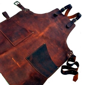 High Quality Adimani Leather Work Restaurants Workshop Apron Buckle Closure <b>Foldable</b> Pockets Kitchen Cooking Barber <b>Bbq</b> - Product Image 1