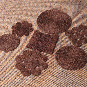Handmade Palm Fiber Woven Coaster Round <b>Mat</b> Zen Style Heat Insulation Teacup Pad Table Decoration Accessory - Product Image 2