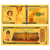 20 ° aniversario Diana Princess UK Bank Note Plastic Gold Silver Plated Banknote