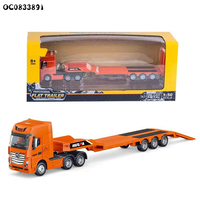 Coche de remolque de fricción de metal fundido a presión para niños, modelo a escala 1:50, camión de juguete