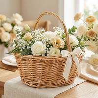 Panier de pique-nique ovale rustique en rotin tressé, panier à main pour mariage, panier en osier avec poignée, panier cadeau, panier pour douche nuptiale, plage, jardin, fête