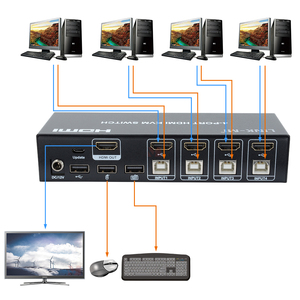 4K HDMI <span class=keywords><strong>KVM</strong></span> chuyển đổi 4x1 với HDMI <span class=keywords><strong>USB</strong></span> 4 trong <span class=keywords><strong>1</strong></span> ra HDMI Switcher với YUV 4:4:4, <span class=keywords><strong>8</strong></span> bit hỗ trợ hot plug & tự động chuyển đổi - Product Image 1