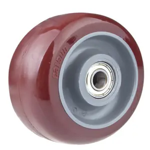 CARSUN 5 इंच लाल पु पहिया 125mm polyurethane पहिया casters के साथ असर