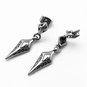 yunnique Tibetan <b>Silver</b> Spike Pendant Earrings Geometric Pattern Design <b>Studs</b> For Unisex Fashion Jewelry - Product Image 2