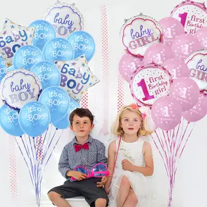 14 Stück ist es ein Mädchen/Junge Latex Luftballons Set Kind Alles Gute zum Geburtstag Hochzeit Dekorationen Baby Dusche Folie Ballon Bouquet Party Luftballons