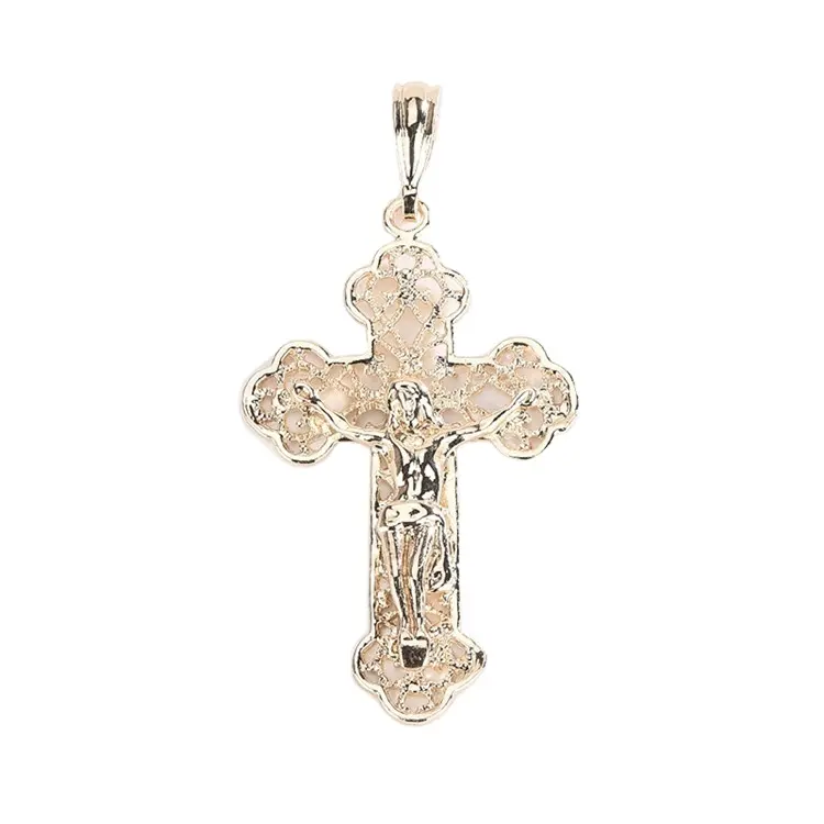 High Quality 18k Gold Plated Religious Jesus Cross Pendant