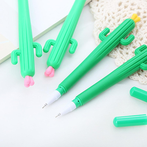 Stylo Gel Personnalisé Dessin Animé, Papeterie Promotionnelle Créative, Cadeaux d'Écriture, Stylo Bille Neutre en Plastique, Stylo <span class=keywords><strong>Cactus</strong></span> Végétal avec Fleur - Product Image 4