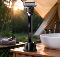 Cartouches de rechange pour rasoir à barbe pour hommes, 5 couches, lames en acier inoxydable, avec bande lubrifiante pour rasoir manuel