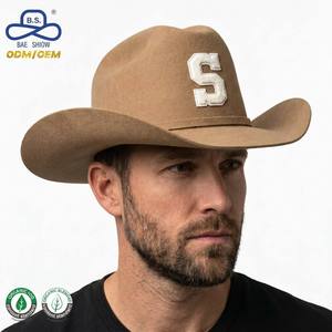 Sombrero de Vaquero de Ala Ancha de Fieltro de Lana de Primera Calidad, Personalizado con Logotipo, Estilo Vintage, para Hombre y Mujer, Venta al Por Mayor - Product Image 1