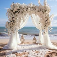 Decoraciones de Boda al por Mayor, Arco de Gasa Decorativo, Cortinas de Fondo para Eventos de Boda de Acrílico y Cristal, Estilo Europeo para Fiestas