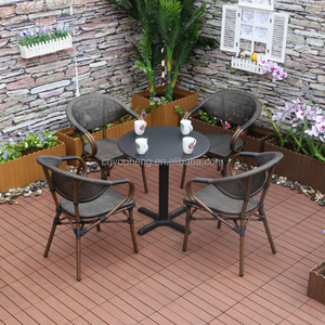 Ensemble table et chaises de bistrot parisien pour 2 truelles de jardin empilables incluses cadre en aluminium et en acier pour parc et cuisine - Product Image 6