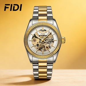 Montre mécanique automatique pour femme FIDI, bracelet en acier inoxydable, étanche 3ATM, cadran squelette, montre-bracelet élégante et luxueuse pour femme - Product Image 1