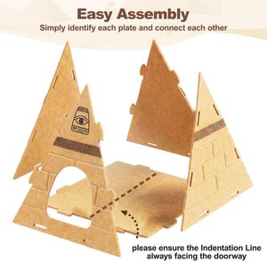 บ้านแมว 2-in-1 พร้อมที่นอนปีระมิดป้องกันรอยขีดข่วนอย่างดี ลายมงกุฎฟาโรห์ ขนาด 17x17x20 ซม. พร้อมที่นอนและที่ลับเล็บแบบปิด - Product Image 4