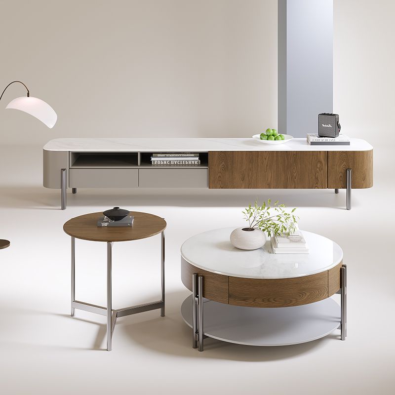 Mesa de centro y mueble para TV de lujo [Modelo T268 Color madera]
