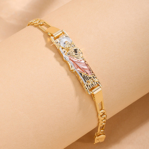 Bracelet chaîne plaqué or avec pendentif religieux Saint Jude pour cadeau - Product Image 3