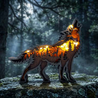 Décoration artisanale en bois sculptée, motif totem de loup, style minimaliste irrégulier et créatif, pour paysage, idéale pour le dropshipping