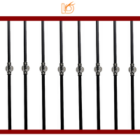 Balustre en fer forgé de luxe noir, simple et uni, avec boule de cristal de 5/8 po, pour escalier intérieur et garde-corps de balcon