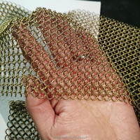 Rideau en maille de chaîne de cuivre décoratif pour cloisons, écran en maille métallique de style antique pour hall d'hôtel