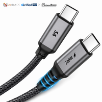 Cable de Carga UNIEAN al por Mayor, 240W PD 3.1 E-Marker USB 2.0 Tipo-C a Tipo-C, Cobre Puro Trenzado
