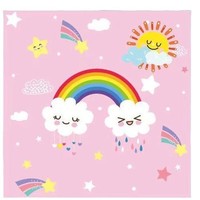 Ensemble de fournitures de fête sur le thème de l'arc-en-ciel moderne vente chaude gobelets en papier jetables de dessin animé assiettes ustensiles en tissu