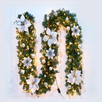 9 FT Weihnachts batterie Girlande künstlich mit LED-Lichtern betrieben beleuchtete Weihnachts girlande Home Decoration Kamin im Freien