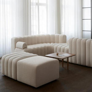 Canapé modulaire sectionnel blanc de style nordique pour salon, ensemble de canapés modernes italiens en bouclette pour la maison - Product Image 3