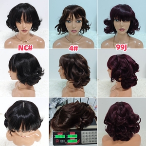 Promotion 42$ Letsfly 12A Bouncy Loose 1x3 Lace Wigs with Bang 12 Inches 99J Natural Human Hair Wholesales Virgin Hair - Product Image 6
