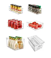 صندوق تخزين الطعام في الثلاجة, 5-8 عبوات لتوفير مساحة BPA الحرة الأمازون عرض ساخن صندوق تخزين من البلاستيك الشفاف تنظيم الغذاء الثلاجة تخزين صناديق مع مقابض