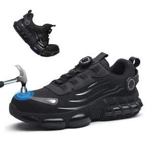<b>Lightweight</b> Safety Shoes Fly Knitting Fabric Auto Buckle System <b>Work</b> Shoes Anti-impact Anti-puncture Steel Toe <b>Work</b> <b>Boots</b> - Product Image 3