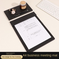 Carpeta de Cuero A4, Portafolio con Clip para Notas, Contratos y Documentos, para Oficina y Negocios