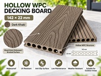 Planche de terrasse en WPC creuse 142x22mm, imperméable, résistante aux UV, dalles de terrasse en composite pour hôpital, jardin, parc extérieur