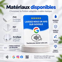 Carte de visite personnalisée en acrylique étanche avec code QR NFC RFID NXP Ntag213 13,56 MHz pour avis Google