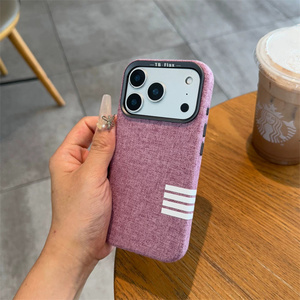 Funda Magnética de Lujo para Teléfono, en Tela de Lino, para <span class=keywords><strong>iPhone</strong></span> 17, 12, <span class=keywords><strong>13</strong></span> Pro Max, 17 Air, 14, 15, 16 Plus, con Marco Metálico para la Lente, a Prueba de Golpes - Product Image 3