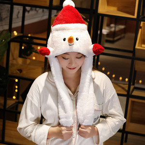 Chapeau de Noël d'hiver Bonhomme de neige Père Noël Elk Airbag Moving Ear Warm Plush Hat - Product Image 4