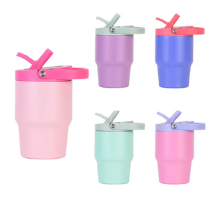 Vaso Térmico Portátil para Niños, <span class=keywords><strong>Precio</strong></span> de Fábrica al por Mayor, 16, 20, 24 oz, Acero Inoxidable, con Pajita Desmontable a Prueba de Polvo y Asa - Product Image 1