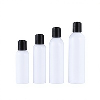 Bouteilles cosmétiques cylindriques en plastique 4oz 8oz avec bouchon disque, emballage cosmétique blanc noir avec or argent