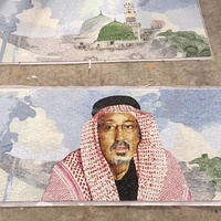 Lukisan mosaik seni potret kustom untuk dinding kantor desain karakter buatan tangan gaya gurun latar belakang kaca ubin Puzzle mosaik