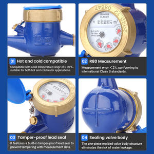 Compteur d'eau froide et chaude en fonte à connexion filetée à aile rotative DN15 R80 - Product Image 2
