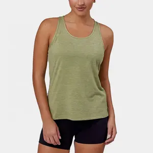 Custom Lightweight Active Wear Sport Split Saum U-Ausschnitt Plain Tank Top Soft Loose Fit Polyester Spandex Tank Top Frauen