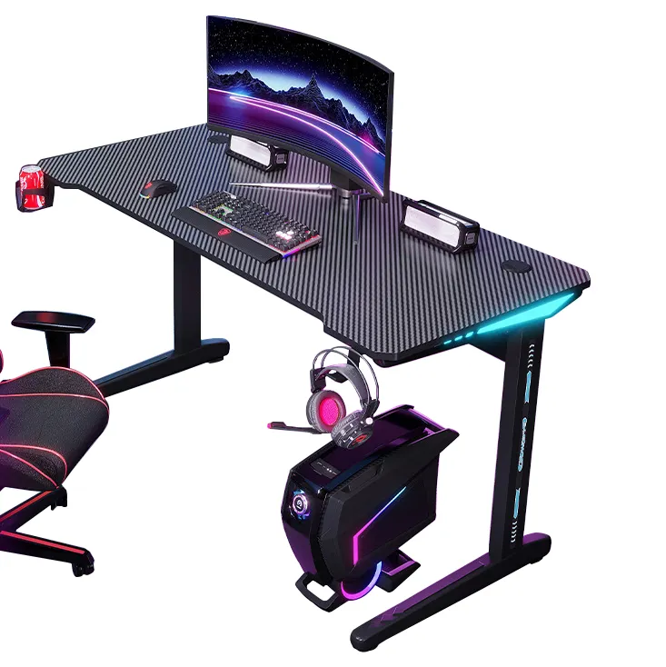 사용자 정의 RGB 전자 스포츠 게임 테이블 PC 게임 책상 Led 빛 인체 공학적 컴퓨터 게이머 책상