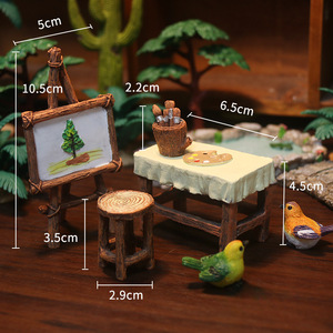Support de peinture en résine, ensemble de décoration de <span class=keywords><strong>jardin</strong></span> miniature en résine avec balançoire, maison d'oiseaux et figurines d'hiboux dans un arbre pour <span class=keywords><strong>jardin</strong></span> féerique - Product Image 3